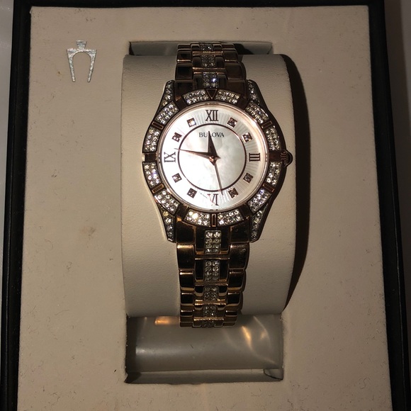Bulova Accessories - Swarovski Crystal Rose Gold Tone Watch